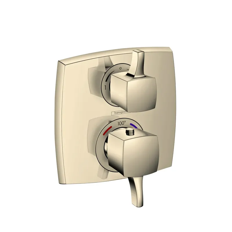Get Yours Hansgrohe 15728831 Ecostat Classic Thermostatic Trim with Volume Control and Diverter, Square in Polished Nickel
